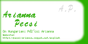 arianna pecsi business card